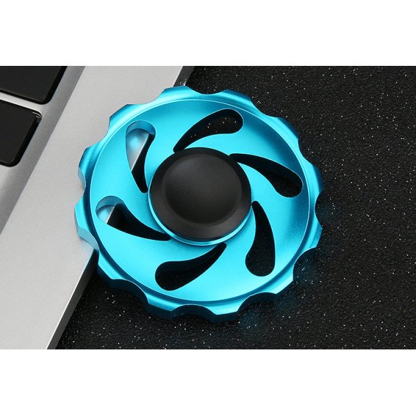 Wholesale Wheel Design Aluminum Metal Fidget Spinner Stress Reducer Toy for Autism Adult, Child (Blue)